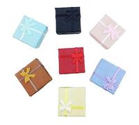 TRIXES Scatola per anelli - 5 eleganti scatole quadrate per gioielli - Confezione regalo per matrimonio proposta di fidanzamento - Astuccio interno in gommapiuma con fiocco - Colori assortiti