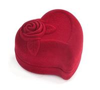 TRIXES Scatola per anelli - Confezione regalo per gioielli per matrimonio, fidanzamento, proposta di matrimonio - Lussuosa custodia a forma di cuore in velluto rosso