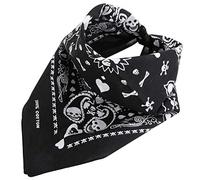 TRIXES Sciarpa Bandana nera con carte da gioco con design a teschio bianco su entrambi i lati - Scaldacollo unisex per adulti - Accessori per costumi di Halloween