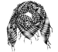 TRIXES Sciarpa bianca e nera Desert Shemagh Kefiah, cotone leggero, stile militare airsoft, rievocazione, esercito