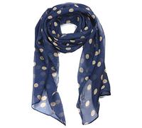 TRIXES Sciarpa morbida alla moda per le donne Blu Navy con pois oro