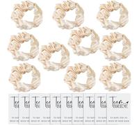 TRIXES Set 10 elastici scrunchie satin Team Bride addio al nubilato | Regalini per futura sposa. Accessori per capelli abbinati per feste nuziali.