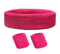TRIXES Set 3 fasce antisudore rosa - Novità accessori per travestimenti - Set fascia per capelli e polsini
