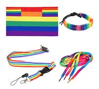 TRIXES Set di accessori Gay Pride Day da 4 pezzi per adulti, mantello con bandiera multicolore, braccialetti con cordino, festival, eventi LGBTQ di carnevale