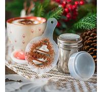 TRIXES Set regalo Hot Chocolate - 8PC Stencil di Natale - Chocolate Shaker for Cappuccino CoffeeCocoa Cinnamon Sugar -Shaker Cup - disegni festivi assortiti