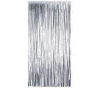 TRIXES Tenda Metallica Tinsel Scintillante - Tenda di Frangia di Lamina - Portafoto Foto Prop - Perfetto per celebrazioni di Compleanno di Galline per Feste a Tema di Unicorno - 2 Metri - Argento