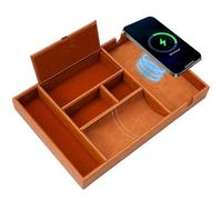 TRIXES Vassoio di ricarica wireless, postazione organizzatrice da scrivania o comodino, multi-scomparto con caricabatterie, per telefono, portafoglio, chiavi, occhiali, orologi e altro ancora