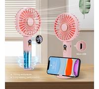 TRIXES Ventilatore portatile portatile - Batteria ricaricabile USB integrata - Display LED a 5 modalità di velocità - Ufficio, attività all'aperto, articoli essenziali per il viaggio