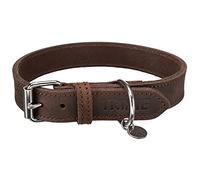 Collare in pelle rustica 37-44 cm/25 mm marrone scuro