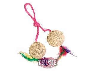 Trixie 2 Palline Jute riempite Catnip, con corda, Ø 4,5 cm