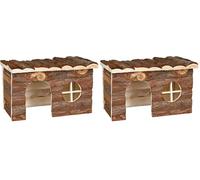 TRIXIE 62182 Natural Living Jerrik Log House 28 × 16 × 18 cm, Marrone (Confezione da 2)