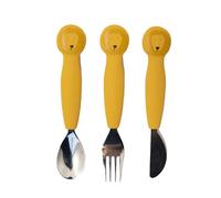 Trixie Baby Trixie - Set di posate in silicone e acciaio inossidabile, per neonati e bambini, 3 pezzi (forchetta, cucchiaio e coltello) Mr. Leone, 96-4XX