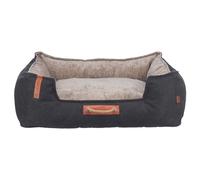 Trixie BE Nordic Föhr - Cesto per cani 60 x 50 cm, colore: Nero/Sabbia - Cesto rettangolare per cani piccoli e grandi - Cestino comodo con manico pratico - morbido e lavabile