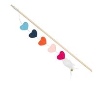 TRIXIE Canna da pesca cuori per gatti con erba gatta - Legno/feltro, 48 cm