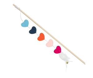 TRIXIE Canna da pesca cuori per gatti con erba gatta - Legno/feltro, 48 cm