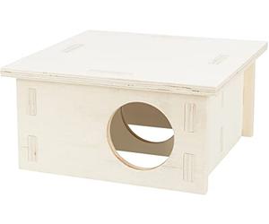 TRIXIE Casa per piccoli animali senza graffette e chiodi per criceti grandi e degus, con due camere, 25 × 12 × 25 cm - 61231