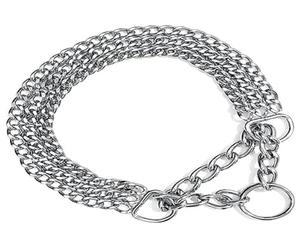Trixie - Catena semi-choke a tre file, cromata, con sistema antistrappo