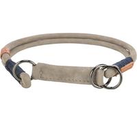 TRIXIE Collare per cani BE NORDIC in pelle S-M grigio - comodo collare per cani di piccola e media taglia con limitatore di trazione - robusto ed elegante - 17120