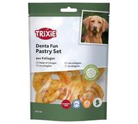 TRIXIE Denta Fun snack al collagene per cani - Pollo, senza glutine - 100 g | Bocconcini a forma di pasticcini da masticare per l'igiene orale - La masticazione prolungata sostiene la salute dentale