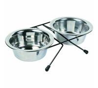 TRIXIE Eat on Feet - Set di Due Ciotole in Acciaio Inox per Cani