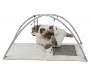 TRIXIE Graffiatoio - tappetino con giochi su corda, 60 × 33 × 42 cm, grigio