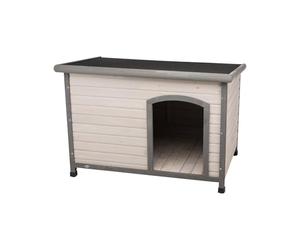 TRIXIE Grande casa per Cani da Esterno Classica Natura, Finitura Resistente alle intemperie, Pavimento Elevato, Grigio