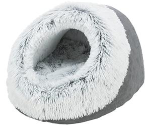 TRIXIE Grotta antiscivolo e particolarmente morbida per gatti Harvey, 35 × 26 × 41 cm, colore grigio/bianco e nero con cuscino reversibile integrato lavabile - 38030
