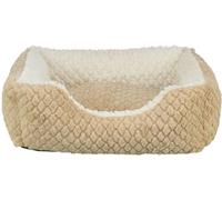 TRIXIE Letto per cani Kaline Mio, quadrato, morbido cuscino per cani in marrone/crema, 80 x 65 cm, comodo letto per cani con morbida fodera in peluche - 389717