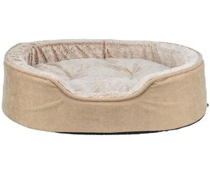 TRIXIE Letto per cani Vital Lino Soft, ovale, cuscino ortopedico per cani in beige/crema, 110 × 92 cm, comodo letto per cani con memory foam viscoelastico - 374067