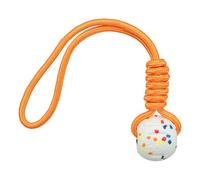 TRIXIE Light & Strong palla con corda per cani - Bianco/multicolore, 40 cm | Giocattolo da riporto molto leggero in EPS, impermeabile e resistente - Ideale per lanciare e portare all'aperto