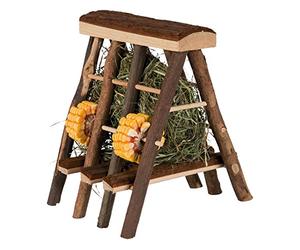 TRIXIE - Mangiatoia per Fieno, in Legno, con Anelli per Semi, 17 x 17 x 20 cm