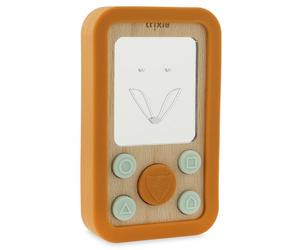 Trixie Mr. Fox - Telefono in legno per bambini, morbido e resistente, in silicone sicuro e legno naturale, giocattolo sensoriale per neonati e bambini, design ecologico