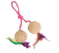 Trixie 2 Palline Jute riempite Catnip, con corda, Ø 4,5 cm