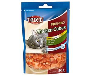 Trixie Premio Chicken Cubes | 50 g | Delizioso snack per gatti tra un pasto e l'altro | Elevato contenuto di pollo del 73 % | Senza additivi e zuccheri | Senza cereali