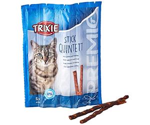 Trixie premio Stick Quintett - Snack per gatti, 5 × 5 g | Delizioso snack per tutti i giorni: ideale per il mezzo, con salmone e trota, praticamente porzionato