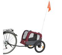 TRIXIE Rimorchio Carrello Bici Pieghevole per Cani - Grigio/Rosso, Taglia S | Pieghevole e impermeabile con freno a pedale, copertura antipioggia e guinzaglio integrato - 53 × 60 × 60/117 cm
