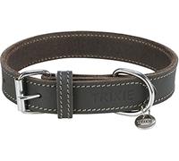 TRIXIE Rustic 19049 - Collare in Pelle grassa, Taglia M, Lunghezza: 42-48 cm, Lunghezza 25 mm, Colore: Grigio