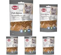 Trixie Spuntino per gatti Fish Bones da ingredienti selezionati 50 g, deliziosi dolcetti di gatto con petto di pollo e salmone - 42771 (Confezione da 5)