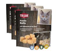 TRIXIE Spuntino per gatti Premio Chicken & Cheese Roll - Delizioso gatto con pollo e formaggio - da ingredienti naturali, 50 g - 42764 (Confezione da 3)