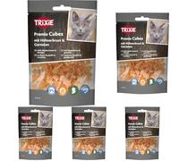 Trixie Spuntino per gatti Premio Cubes con ingredienti naturali 50 g, deliziosi dolcetti di gatto con petto di pollo e gamberetti - 42775 (Confezione da 5)