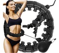 TRIZAND Hula Hoop con peso e nodini massaggianti - 24 segmenti, regolabile 30-42 cm, rullo a 6 ruote, peso regolabile - cerchio fitness per pancia/gambe/glutei, funzionamento silenzioso, allenamento