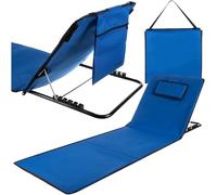 TRIZAND Sedia da spiaggia con schienale e cuscino cervicale, regolabile in 5 livelli, impermeabile, pieghevole, blu 23617