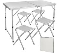 TRIZAND Martplatz 23238 - Set da tavolo pieghevole con sedie, 5 pezzi, 120 x 60,5 cm, altezza regolabile, pieghevole, portata con maniglia, campeggio, giardino, Martplatz