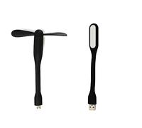 Trjgtas Mini ventilatore multifunzione USB da tavolo con luce USB universale a risparmio energetico, luce LED portatile, nero