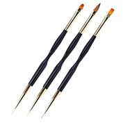 Trjgtas Set di 3 pezzi Nail Art Penna Doppio Coppetto, Nail UV Gel Pittura Pennello Stick Manicure Decorazione Strumento Suggerimenti Disegno Fiori Kit
