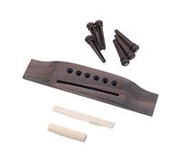 Trjgtas Set di Ricambio per Chitarra Acustica Perni Terminali Ponte nel Ebano Ossea e Parti del Dado e Ponte nel Legno