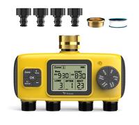 TRJZWA Centralina di Irrigazione Individuale a 4 Zone, Ampio Schermo LED, Timer