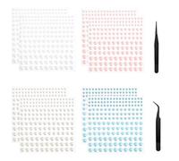 TRKETK 10 Pezzi Adesivi Perlati Con le Pinzette Perline Adesive Mezze Decorative Autoadesive 3/4/5/6mm Perla Rotonda Adesivi Decorativi per il Trucco Delle Unghie e il Fai da te