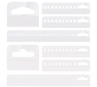 TRKETK 100 Pezzi Etichette Display Pieghevoli, Linguette Appese Appese Trasparenti 4x3.5 cm Cartellini Adesivi in Plastica Autoadesive con Foro per Fessura Ganci Flessibili per Negozio, Casa, Ufficio