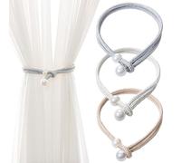 TRKETK 12 fermatenda regolabili con corda con perle, stile semplice e moderno, in poliestere, tessuto a mano, per decorare casa, ufficio, hotel